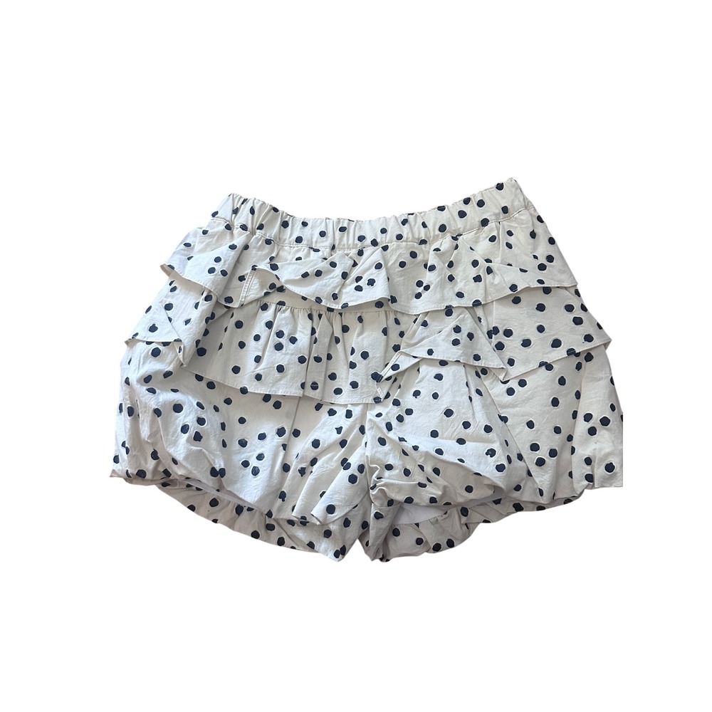 Hannah Kate Girls Polka Dot Ruffle‎ Bubble Shorts Cream Navy Blue Size 10 USA